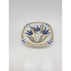 Vintage Ashtray, Scandinavian Mid Century Pottery, Blue Tulips